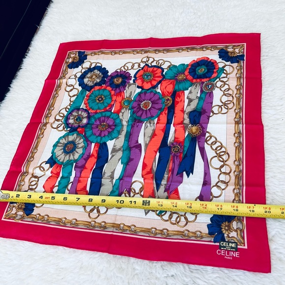 CELINE Paris Multicolor Square Bandana/Scarf NWOT - Picture 10 of 11